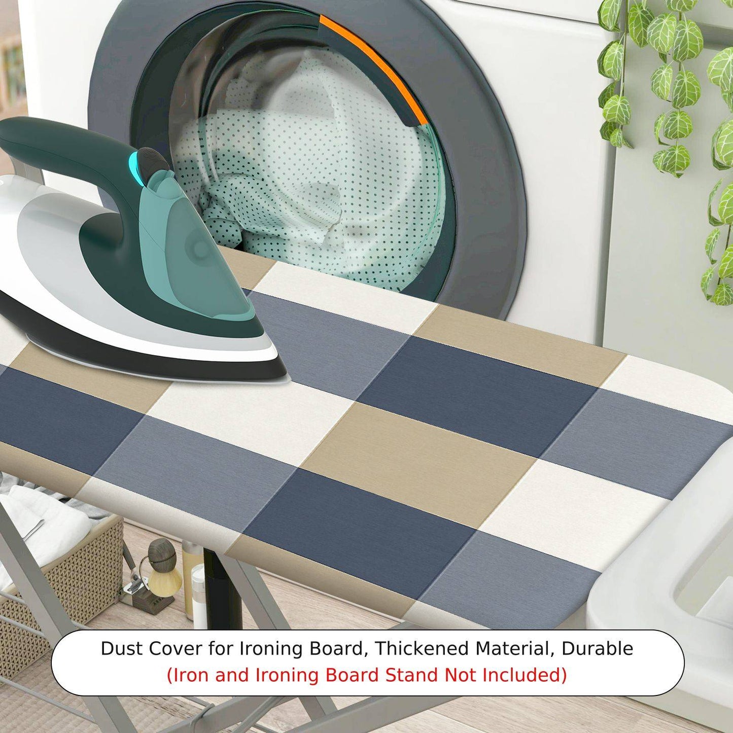 1-Piece Plaid Checkered Blue  Ironing Board Cover, Universal Size, Without Board