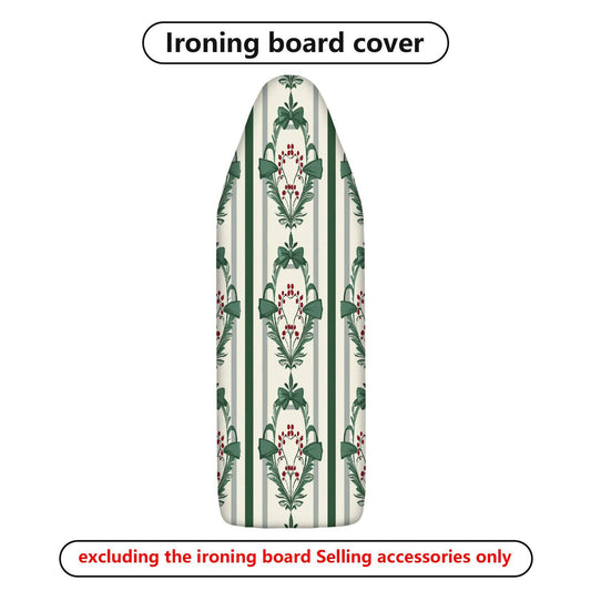 1-Piece Christmas Green Bow Stripe  Ironing Board Cover, Universal Size, Without Board