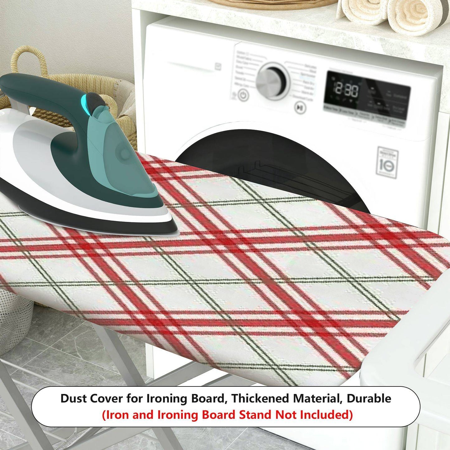 1-Piece Plaid Check Red  Ironing Board Cover, Universal Size, Without Board