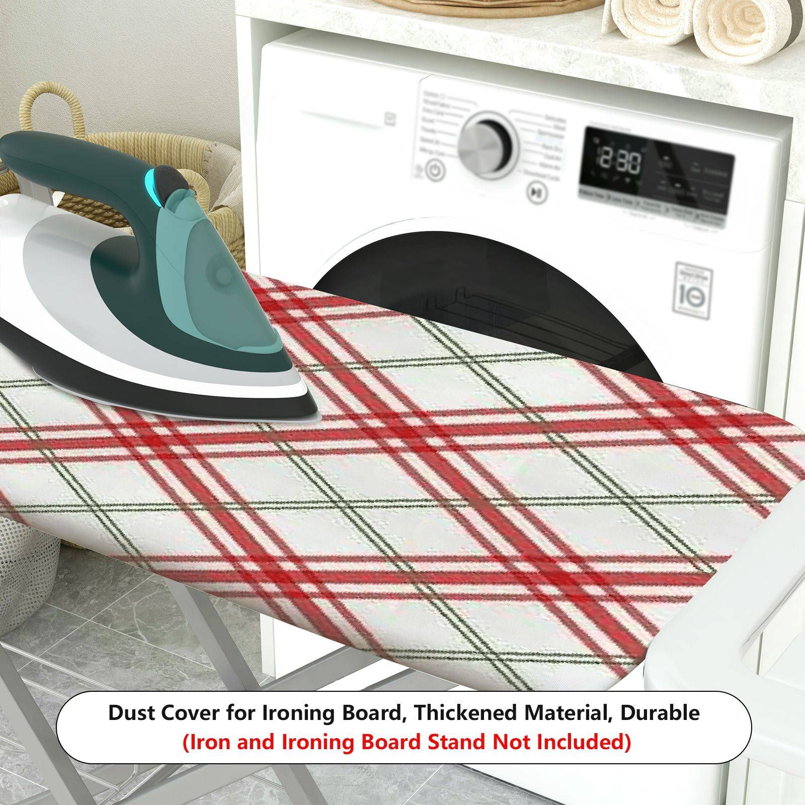 1-Piece Plaid Check Red  Ironing Board Cover, Universal Size, Without Board