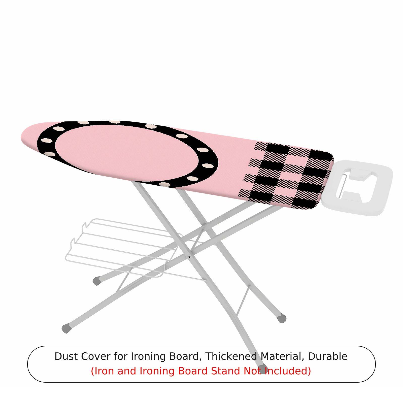 1-Piece Pink Plaid Polka Dot  Ironing Board Cover, Universal Size, Without Board
