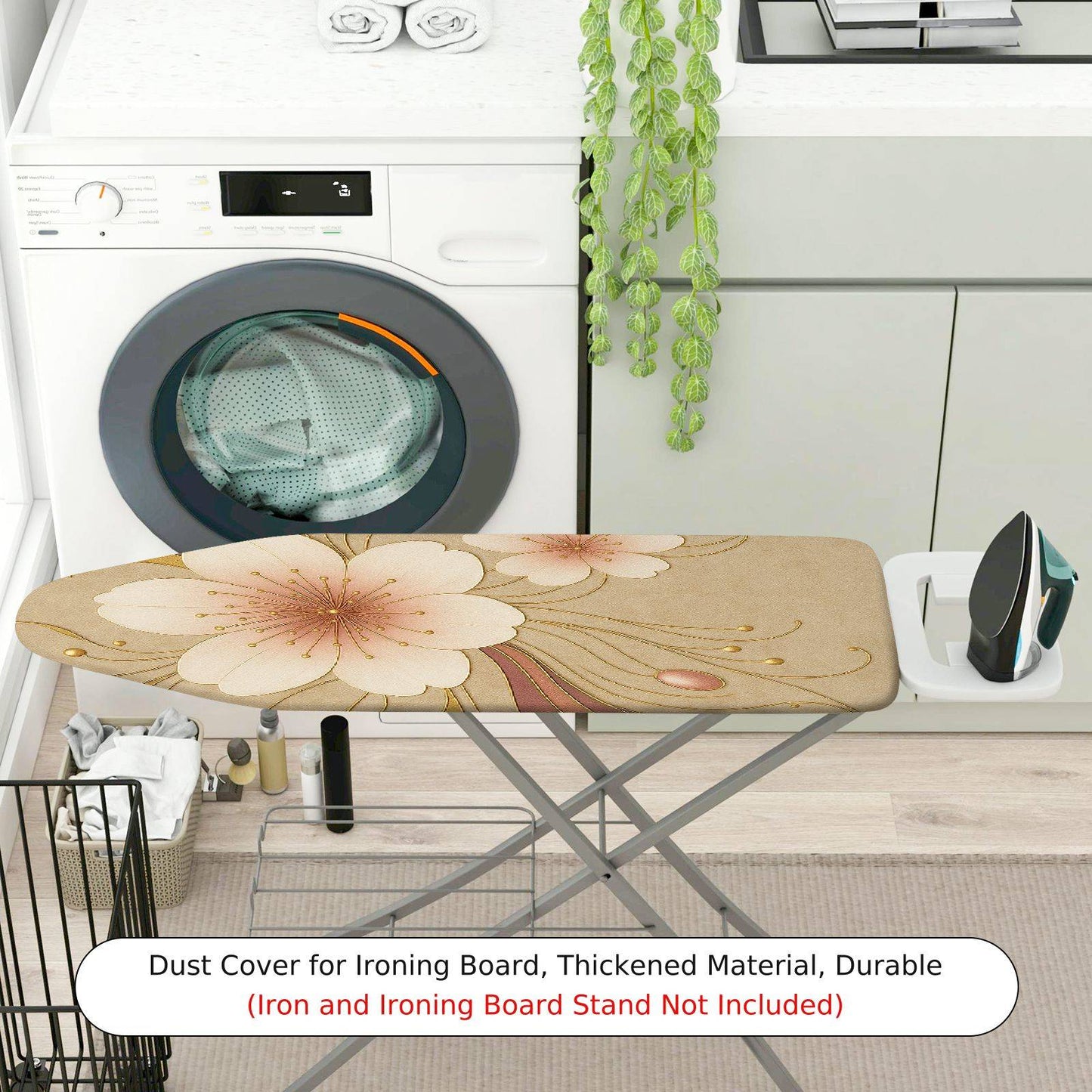 1-Piece Floral Beige Elegant  Ironing Board Cover, Universal Size, Without Board