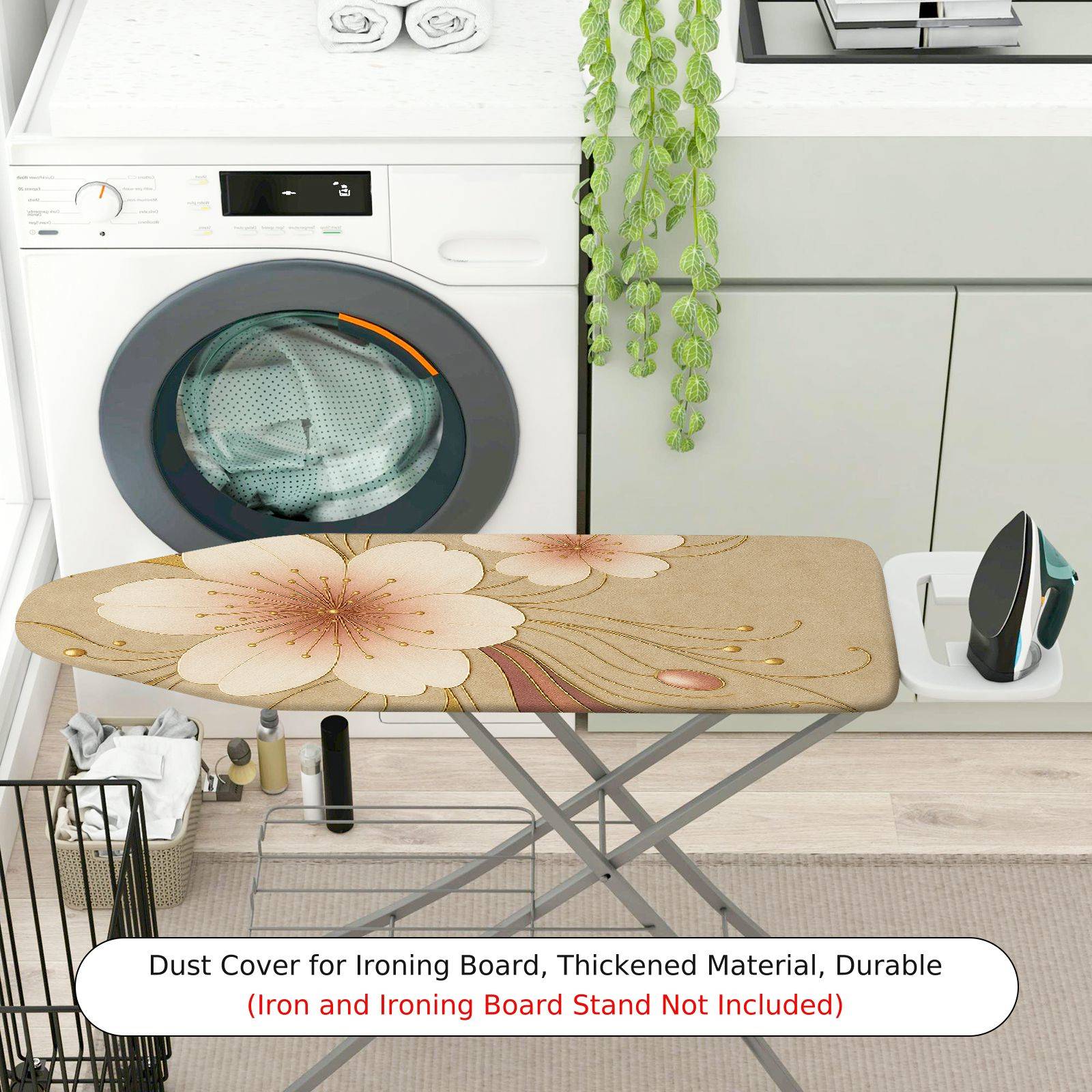 1-Piece Floral Beige Elegant  Ironing Board Cover, Universal Size, Without Board
