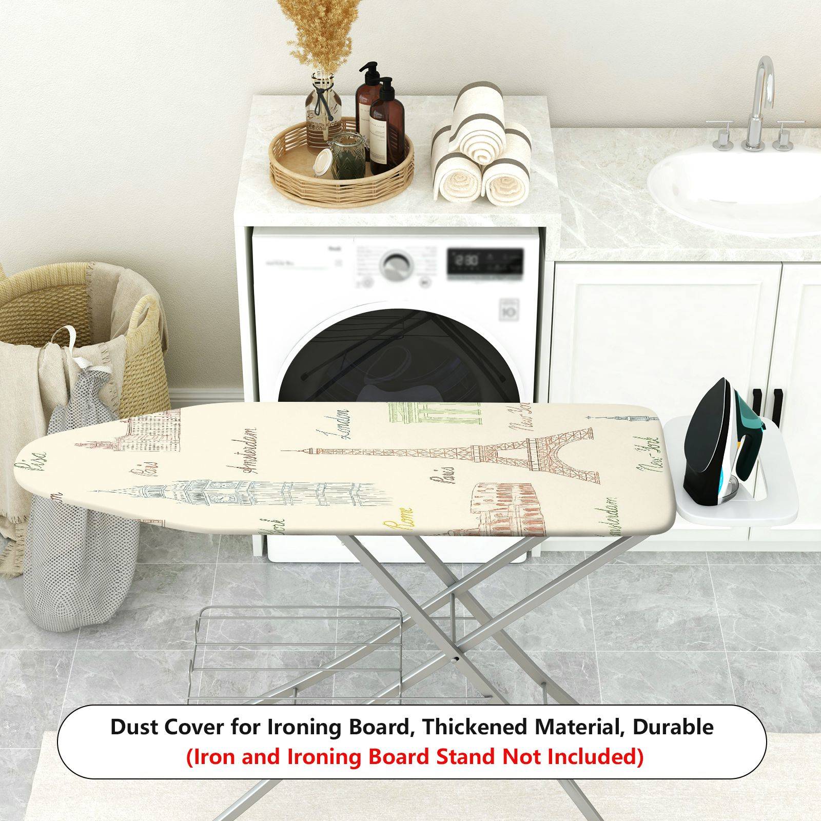 1-Piece World Landmark Architecture Eiffel Tower  Ironing Board Cover, Universal Size, Without Board