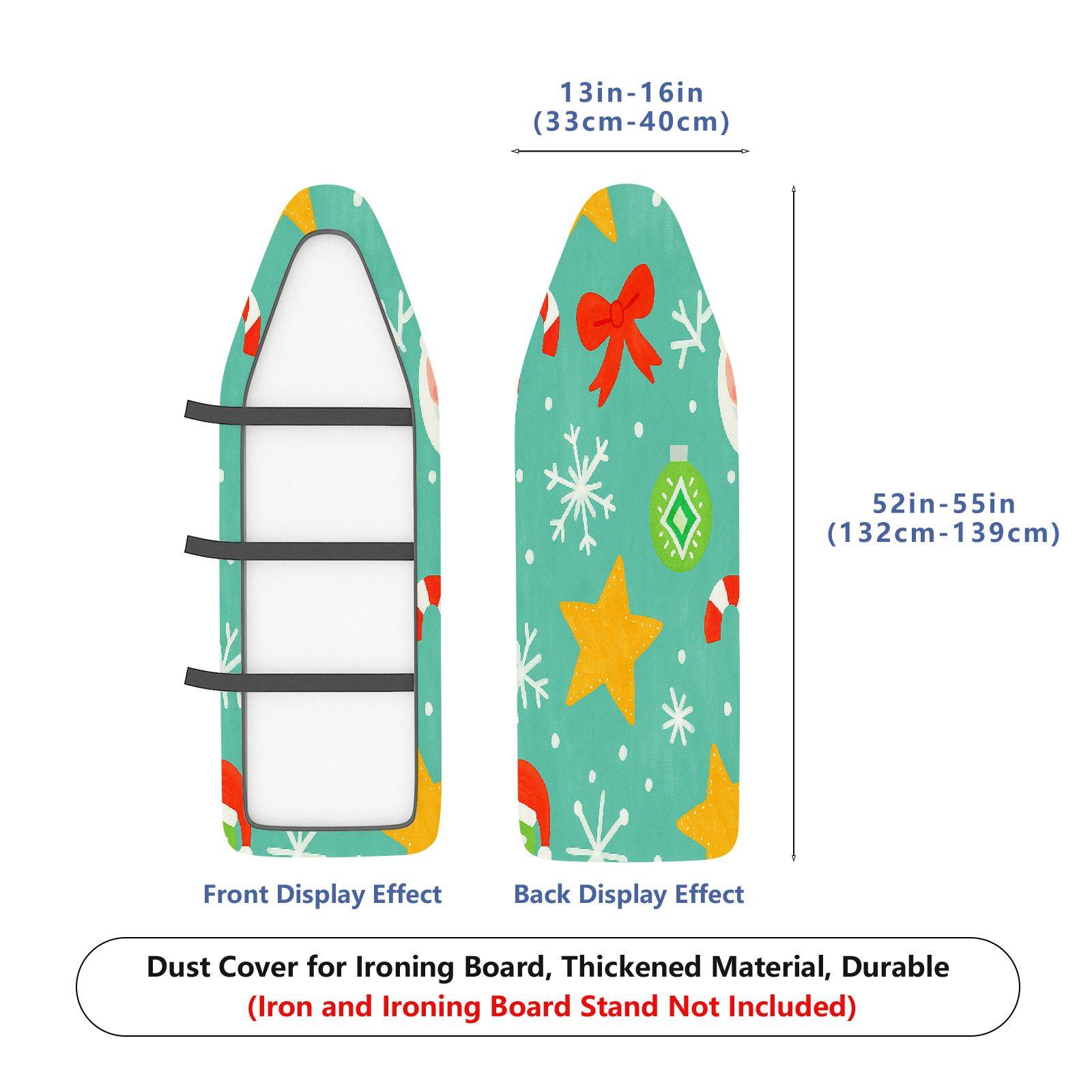 1-Piece Christmas Snowflake Santa  Ironing Board Cover, Universal Size, Without Board