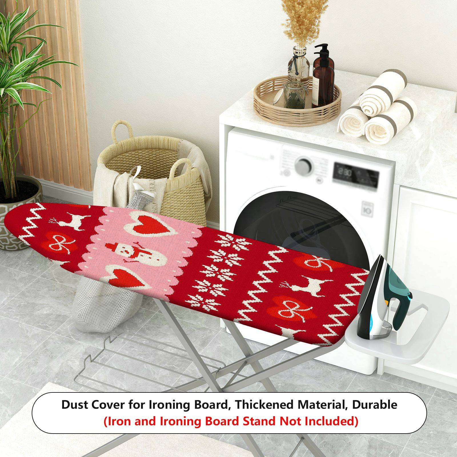 1-Piece Christmas Snowman Hearts  Ironing Board Cover, Universal Size, Without Board