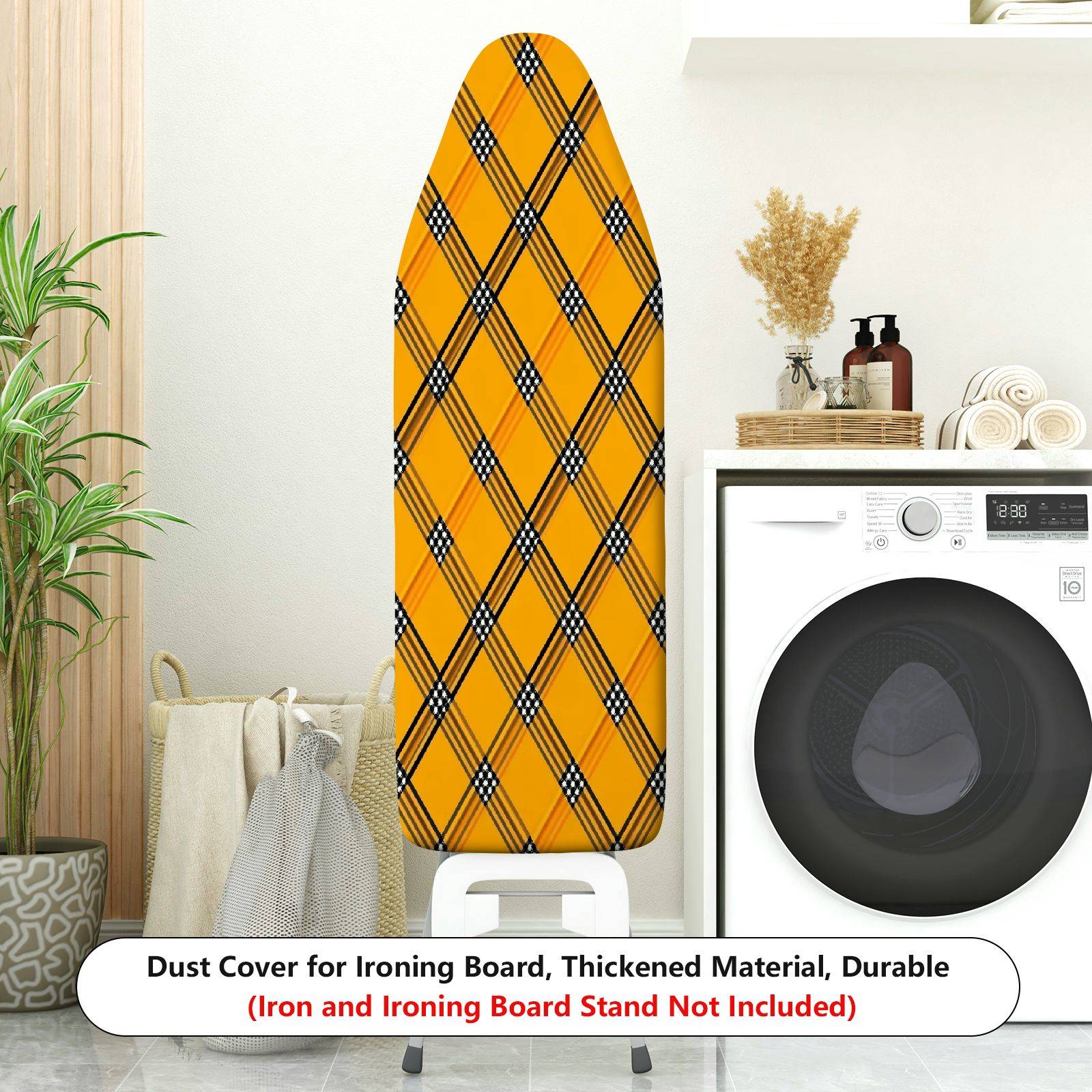 1-Piece Plaid Yellow Pattern  Ironing Board Cover, Universal Size, Without Board