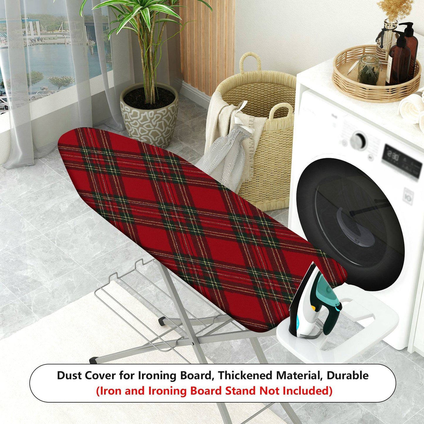 1-Piece Plaid Checkered Red  Ironing Board Cover, Universal Size, Without Board