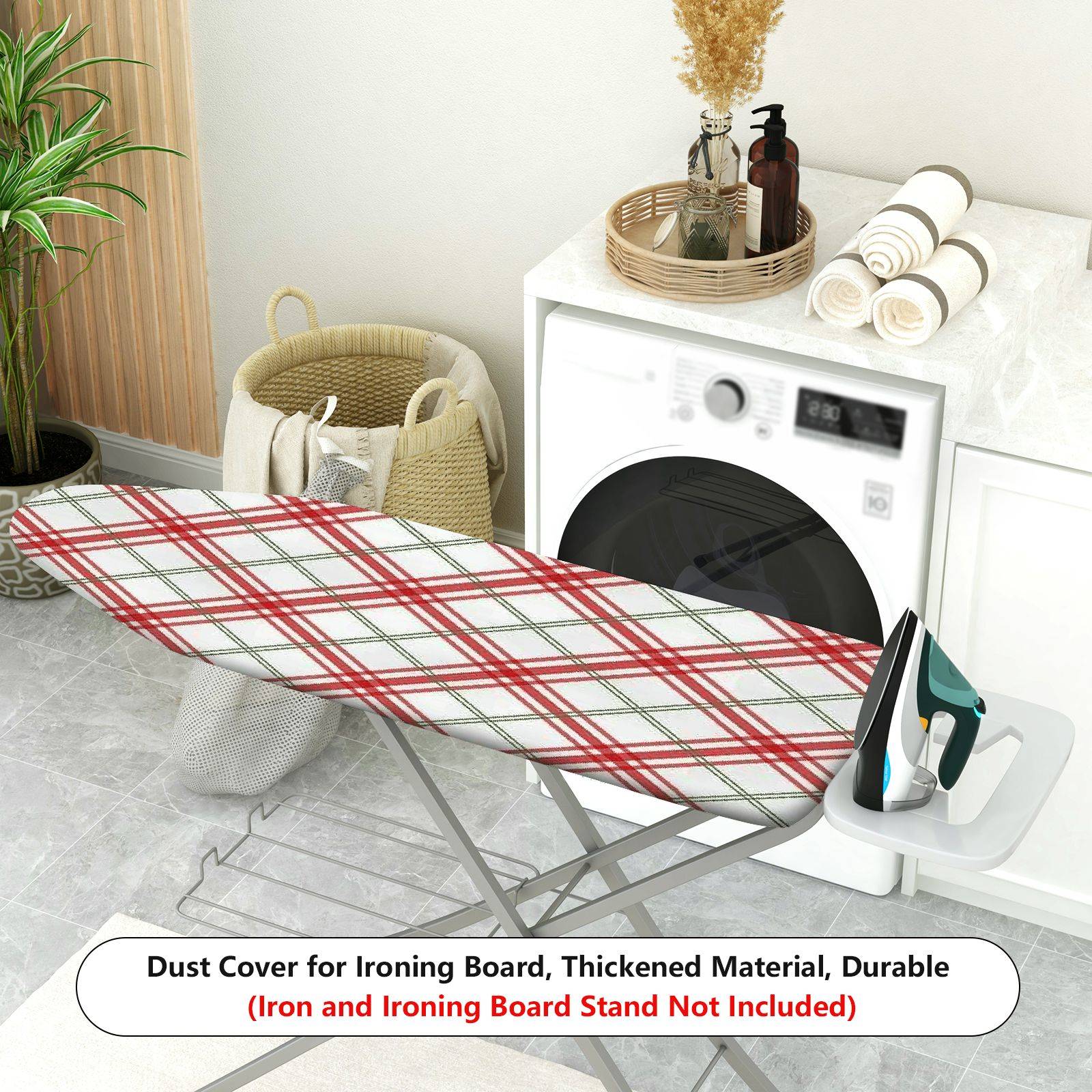 1-Piece Red Plaid Checkered Pattern Christmas  Ironing Board Cover, Universal Size, Without Board