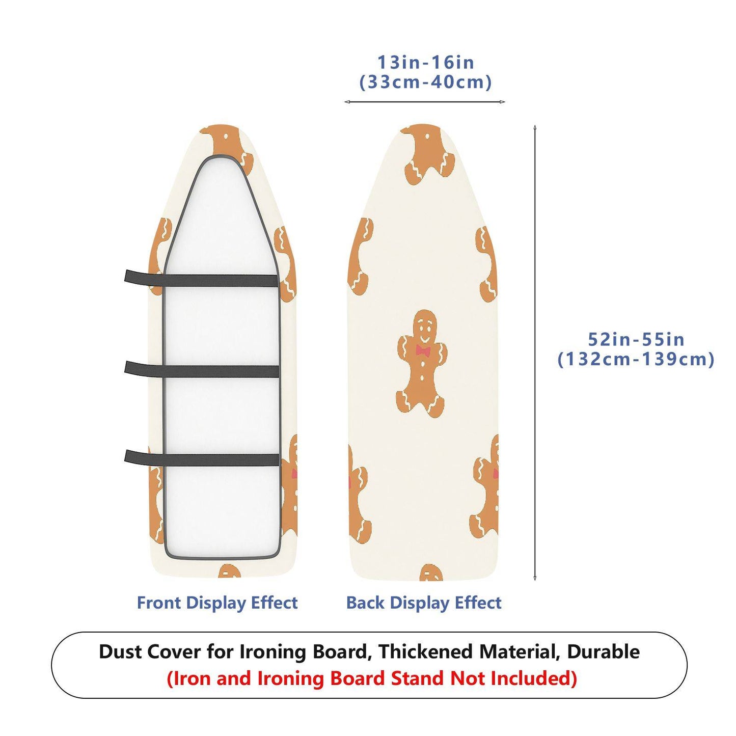 1-Piece Gingerbread Cookie Festive Holiday Christmas  Ironing Board Cover, Universal Size, Without Board