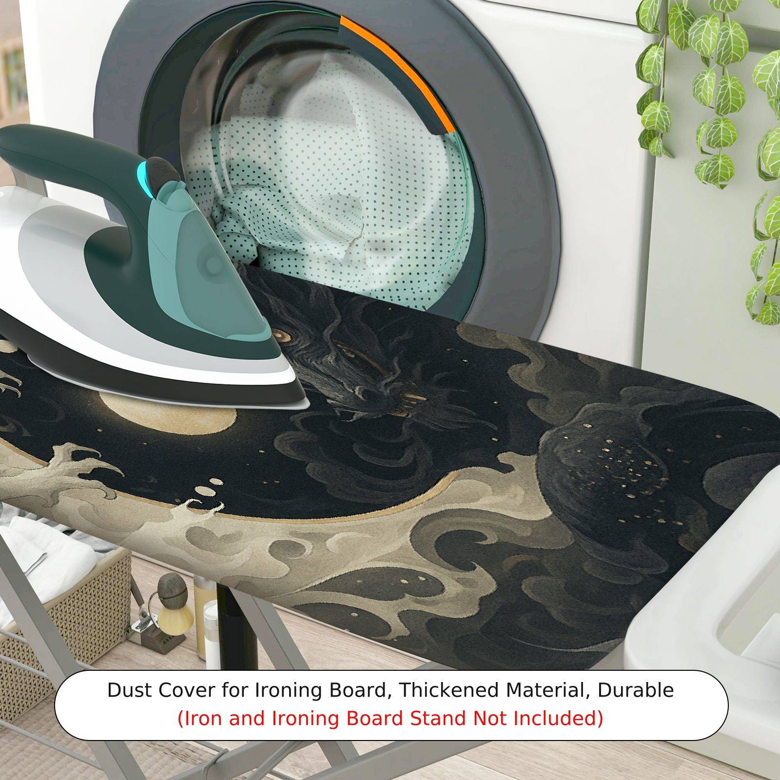 1-Piece Yin Yang Dragon Black  Ironing Board Cover, Universal Size, Without Board