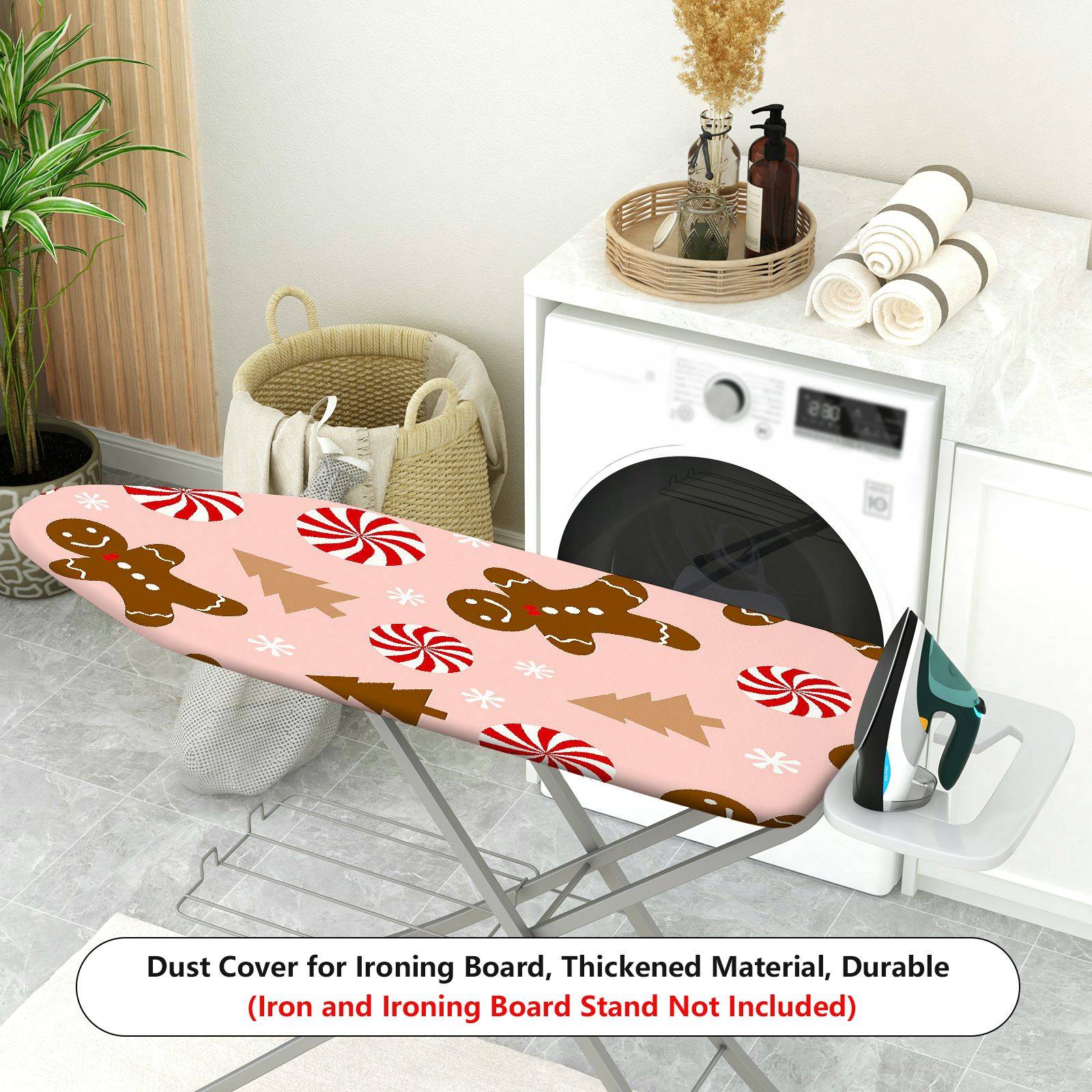1-Piece Christmas Candy Gingerbread Tree  Ironing Board Cover, Universal Size, Without Board