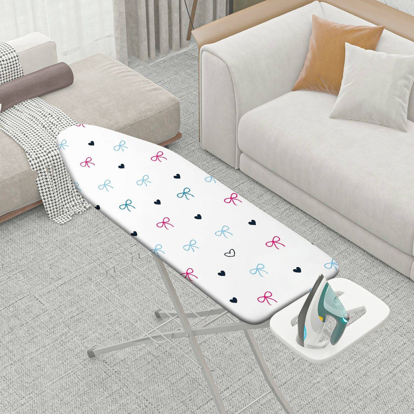 1-Piece Bow Heart Pattern Cute Durable  Ironing Board Cover, Universal Size, Without Board