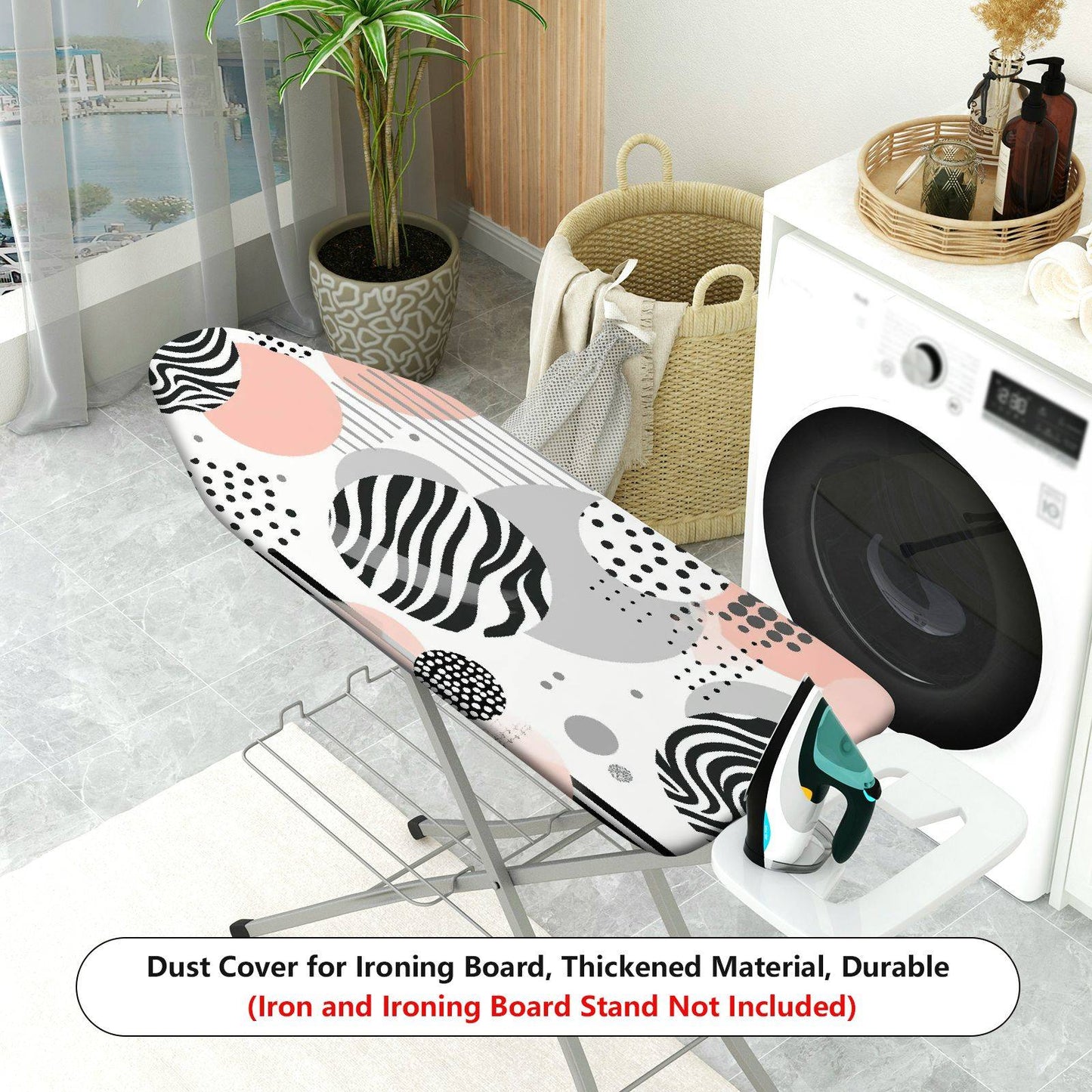 1-Piece Abstract Geometric Dots Striped  Ironing Board Cover, Universal Size, Without Board
