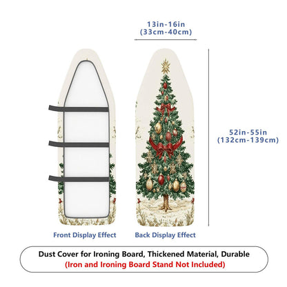 1-Piece Christmas Tree Red Bow Green Ornament  Ironing Board Cover, Universal Size, Without Board