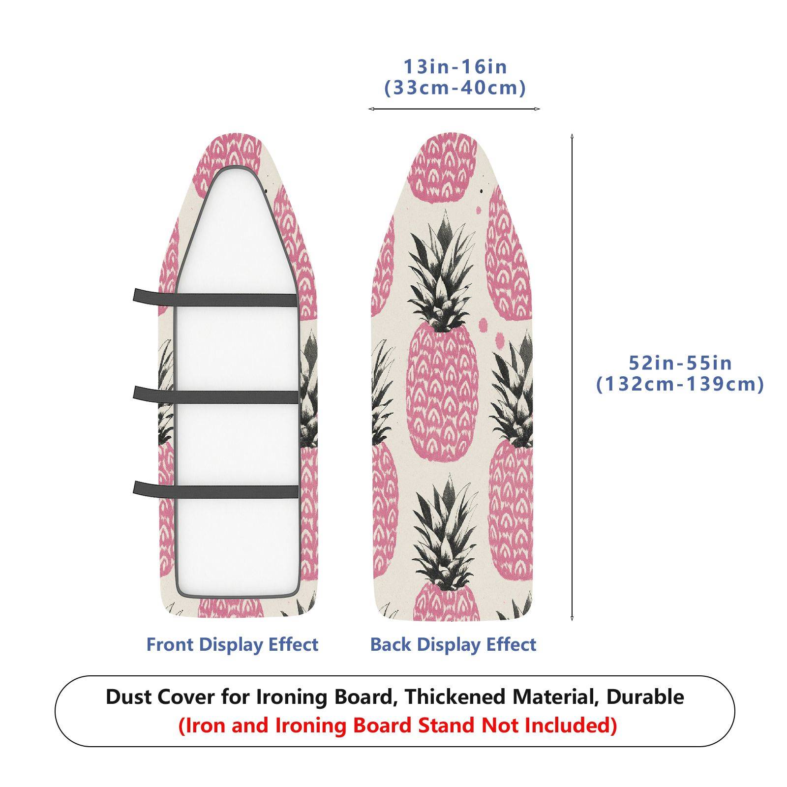 1-Piece Pink Pineapple Tropical Fruit Pattern  Ironing Board Cover, Universal Size, Without Board