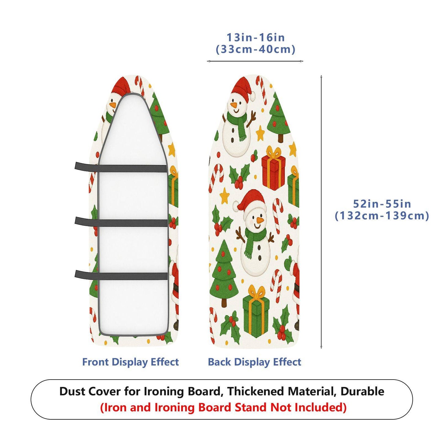 1-Piece Snowman Christmas Tree Santa  Ironing Board Cover, Universal Size, Without Board