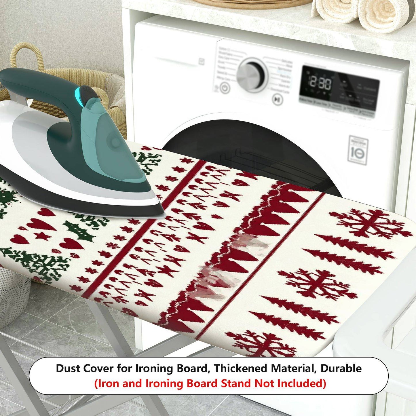 1-Piece Christmas Reindeer Snowflake  Ironing Board Cover, Universal Size, Without Board
