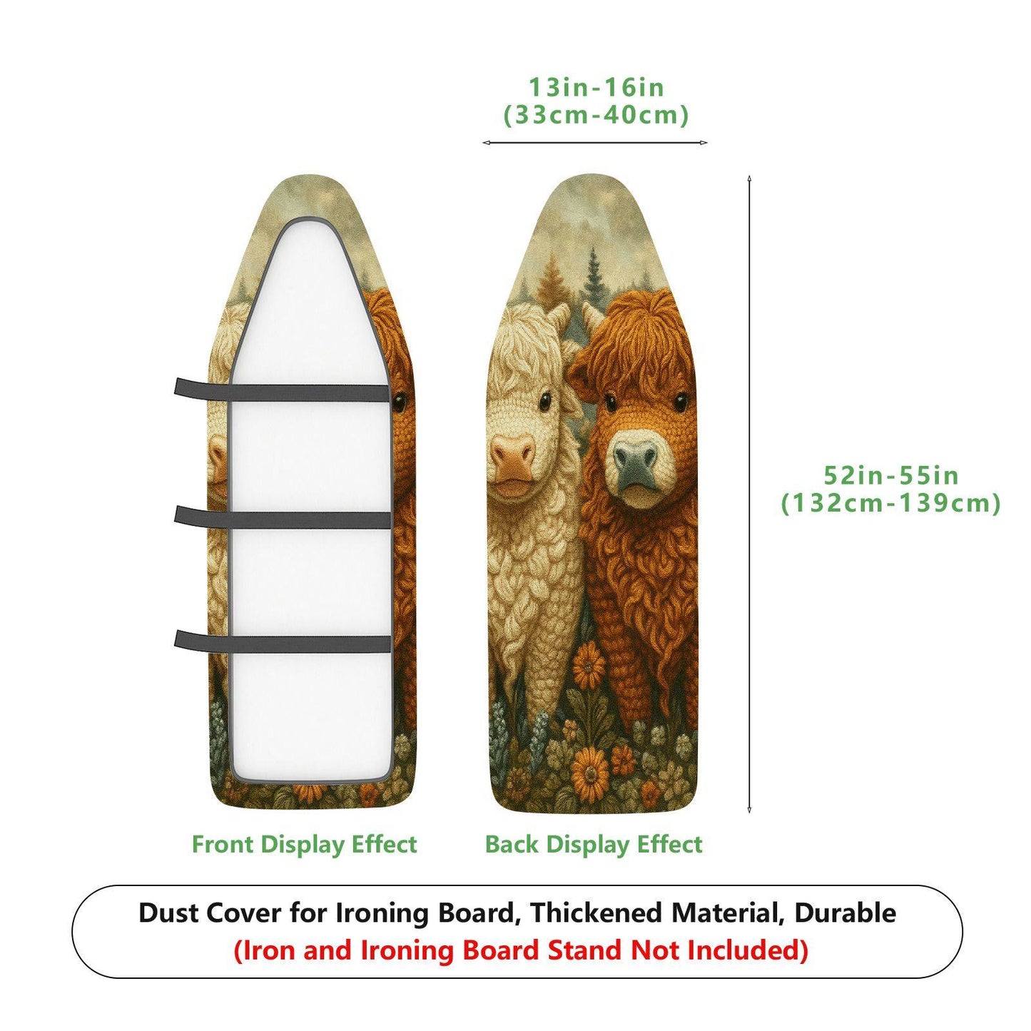 1-Piece Alpaca Animal Floral  Ironing Board Cover, Universal Size, Without Board