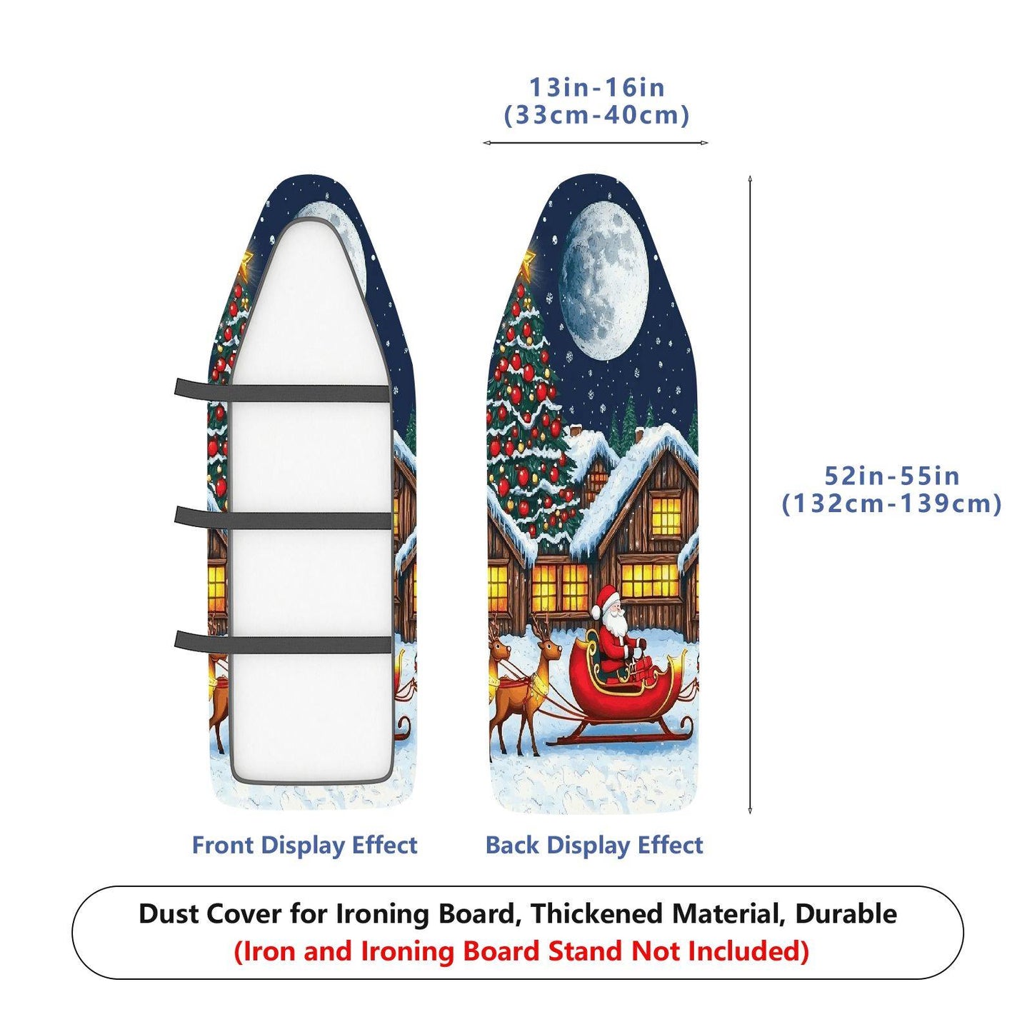 1-Piece Christmas Tree Santa Moon  Ironing Board Cover, Universal Size, Without Board