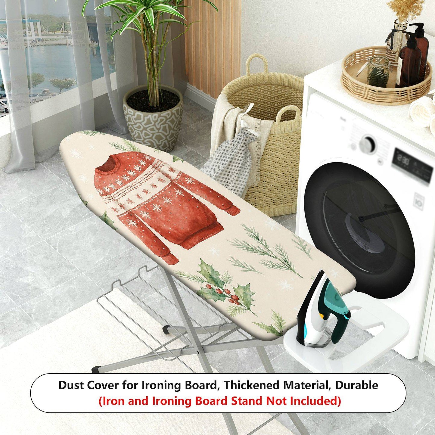 1-Piece Christmas sweater holly seasonal  Ironing Board Cover, Universal Size, Without Board