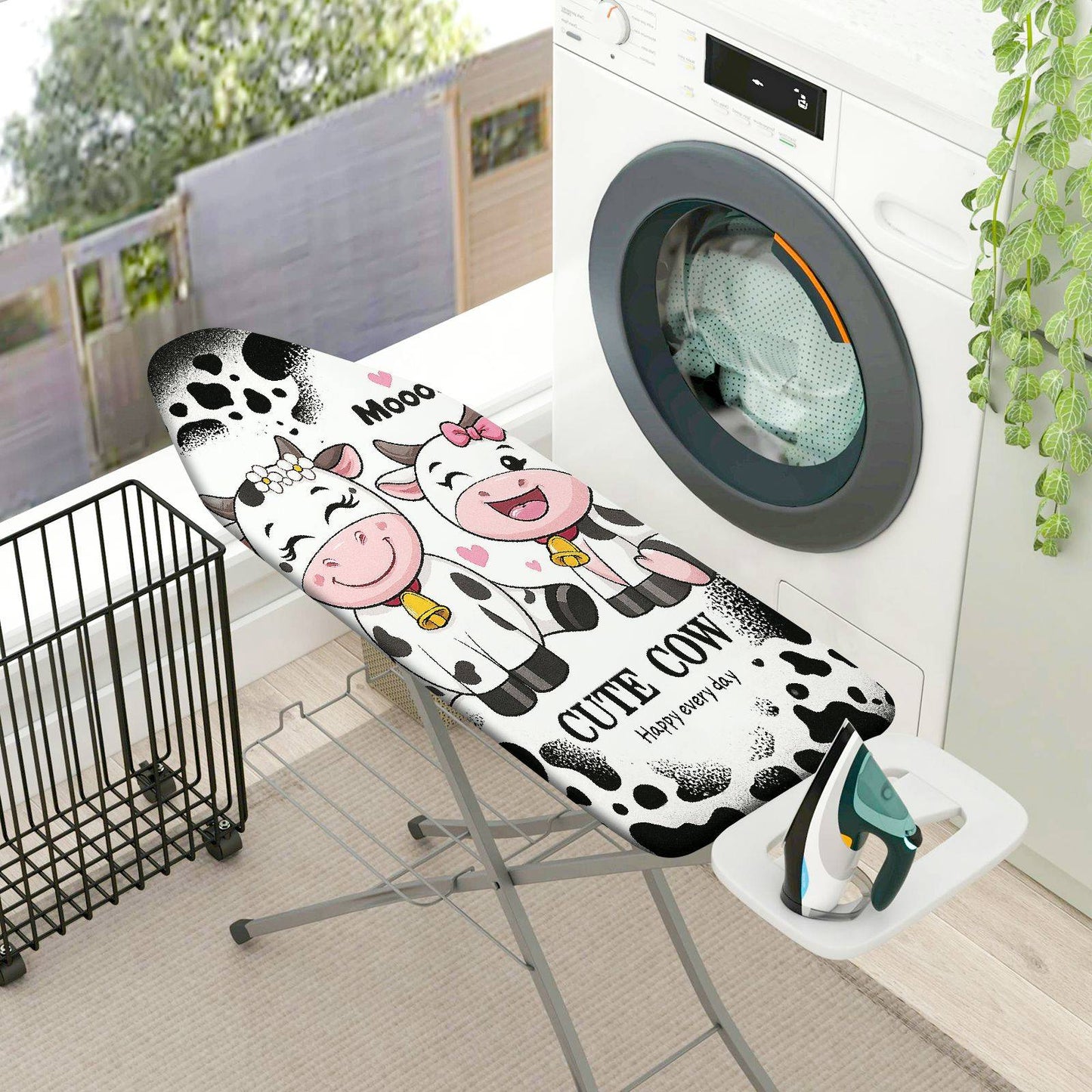 1-Piece Cow Cute Happy  Ironing Board Cover, Universal Size, Without Board