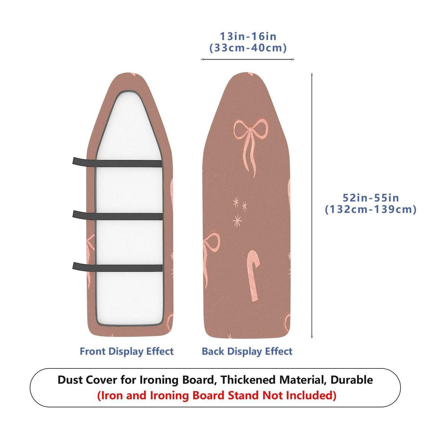 1-Piece Christmas Candy Cane Ribbon  Ironing Board Cover, Universal Size, Without Board