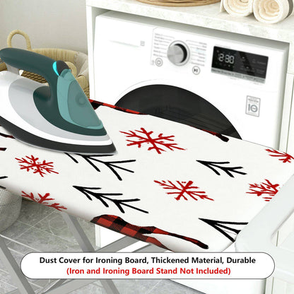 1-Piece Red Plaid Deer Snowflake Christmas  Ironing Board Cover, Universal Size, Without Board