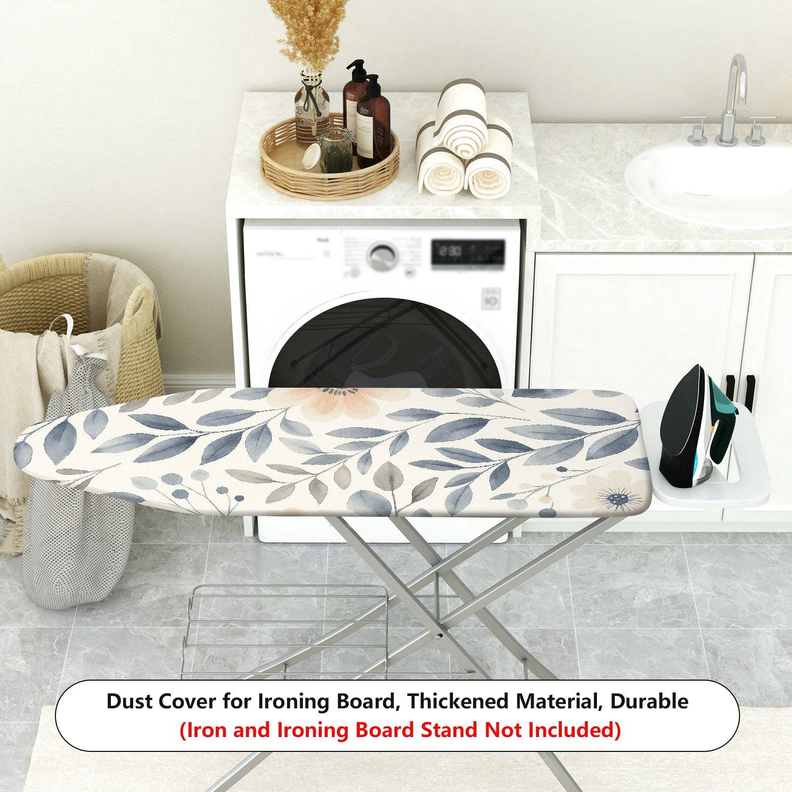 1-Piece Floral Leaf Pattern Beige  Ironing Board Cover, Universal Size, Without Board
