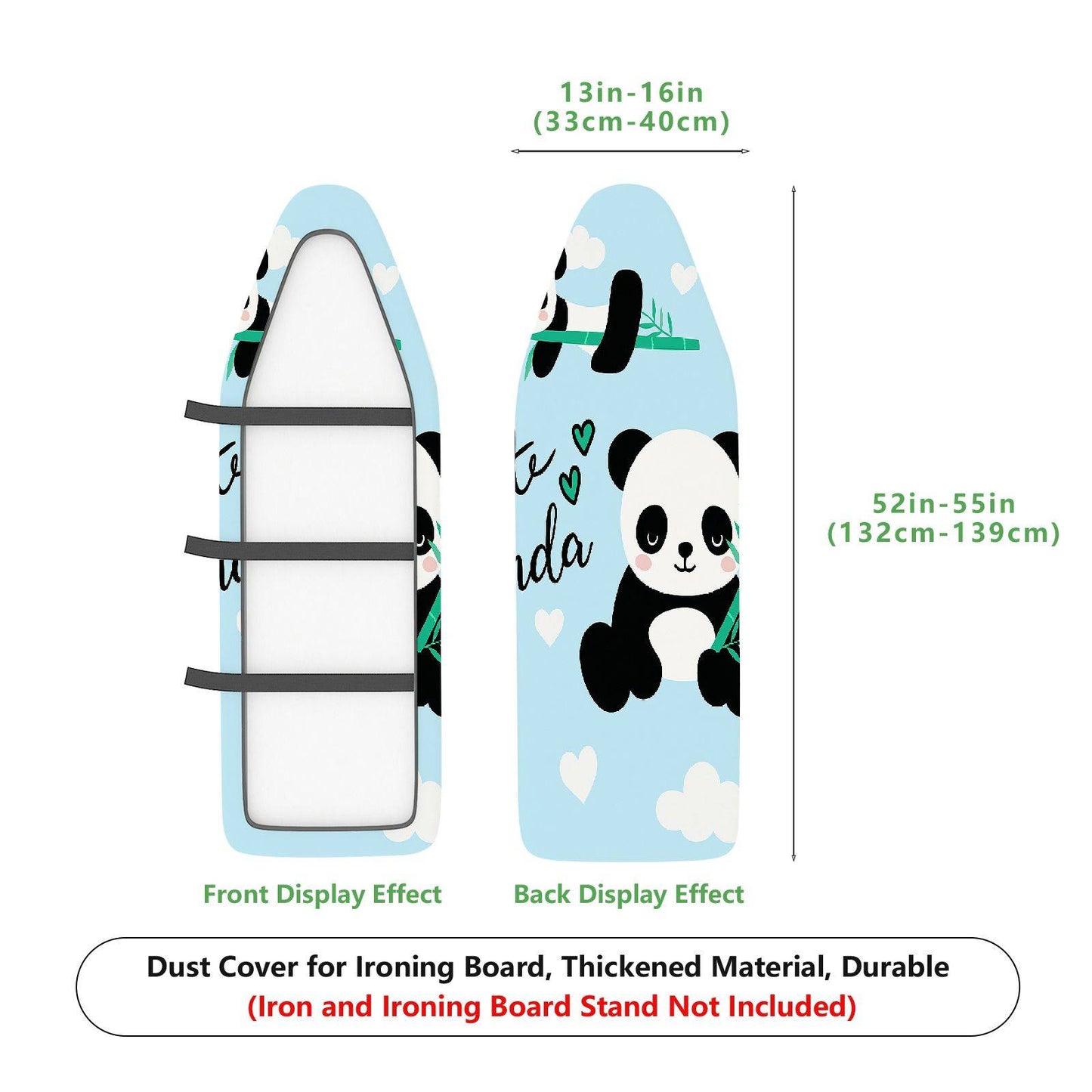 1-Piece Cute Panda Blue  Ironing Board Cover, Universal Size, Without Board