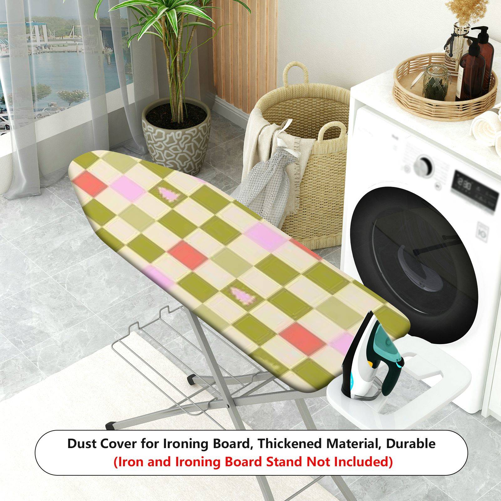 1-Piece Checkered Colorful Christmas  Ironing Board Cover, Universal Size, Without Board