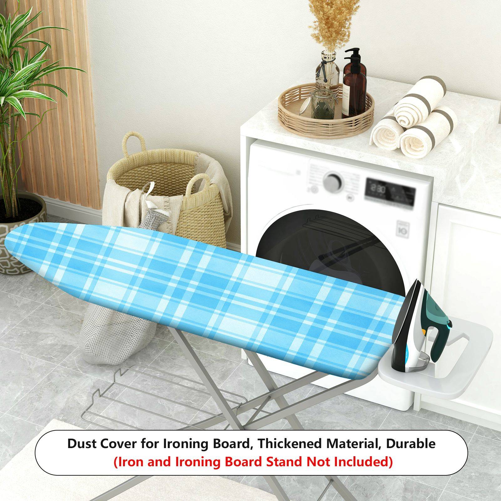 1-Piece Blue Plaid Checkered Pattern  Ironing Board Cover, Universal Size, Without Board