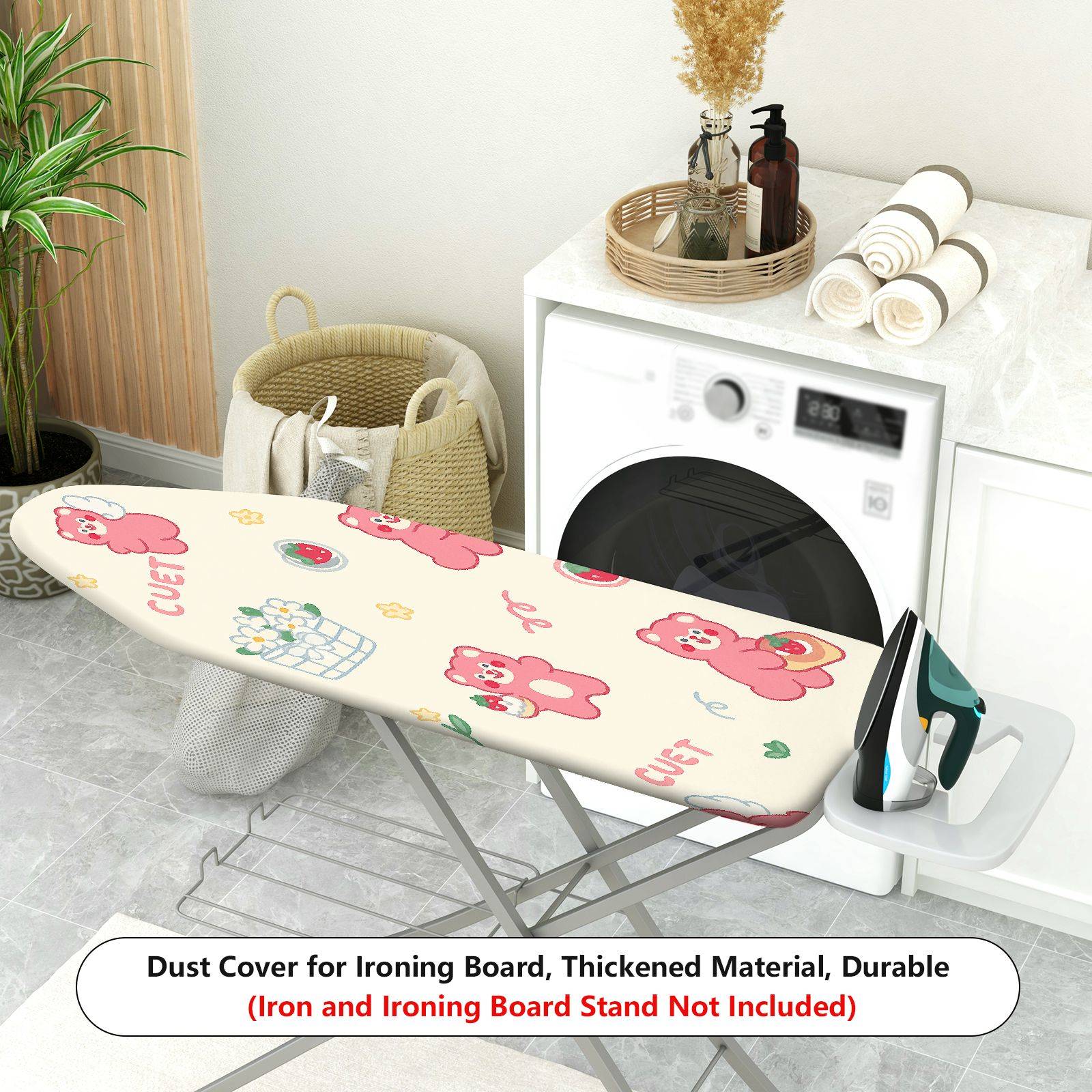 1-Piece Cute Bear Strawberry Floral  Ironing Board Cover, Universal Size, Without Board