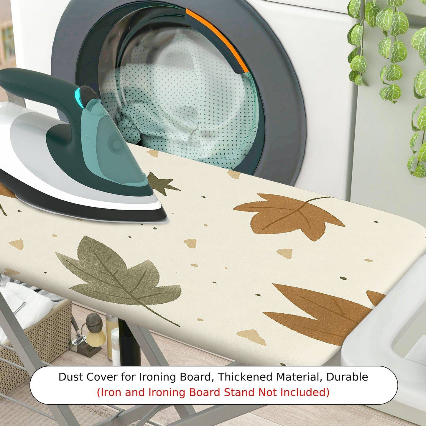 1-Piece Leaf Pattern Autumn Beige  Ironing Board Cover, Universal Size, Without Board