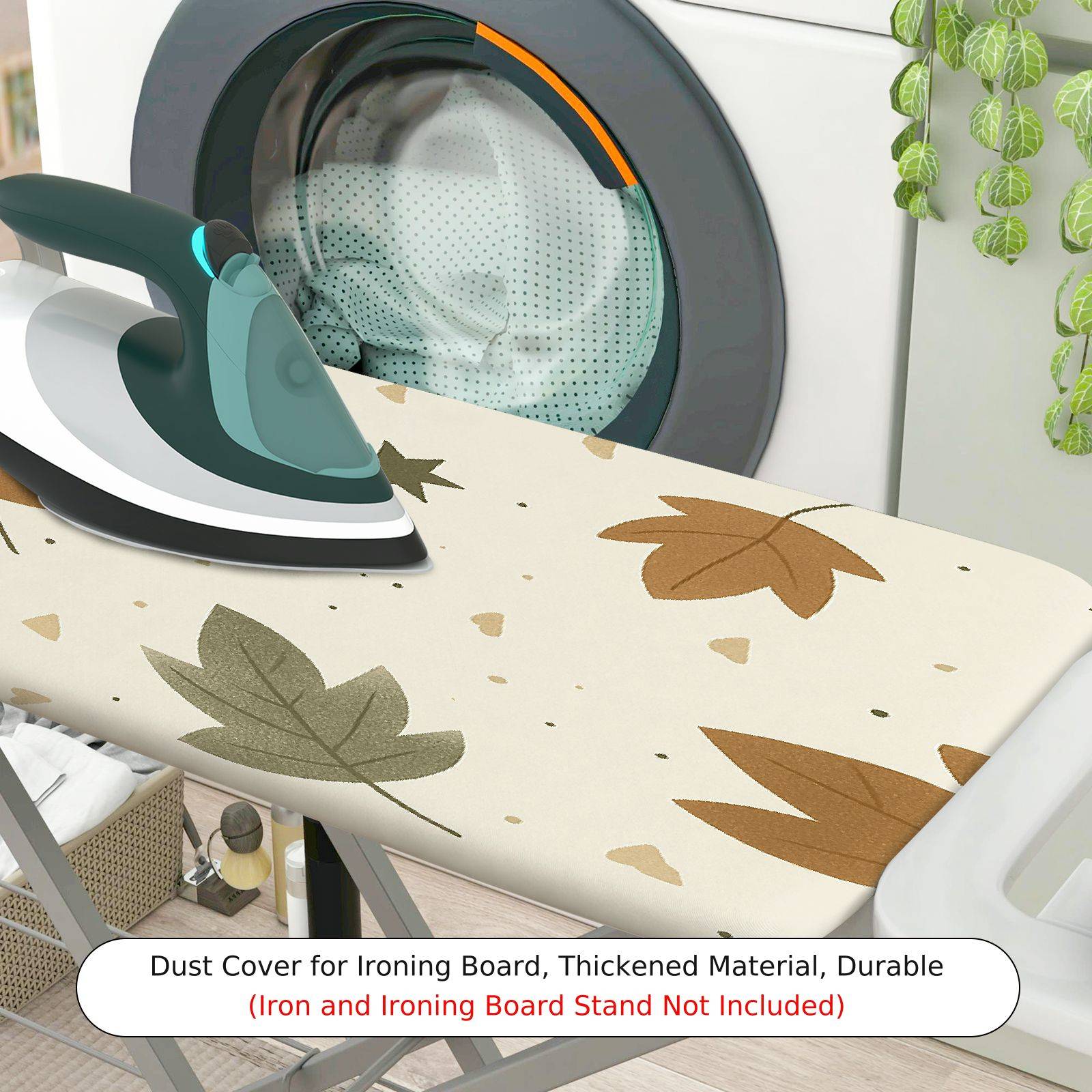 1-Piece Leaf Pattern Autumn Beige  Ironing Board Cover, Universal Size, Without Board