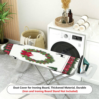 1-Piece Christmas Wreath Plaid Reindeer  Ironing Board Cover, Universal Size, Without Board