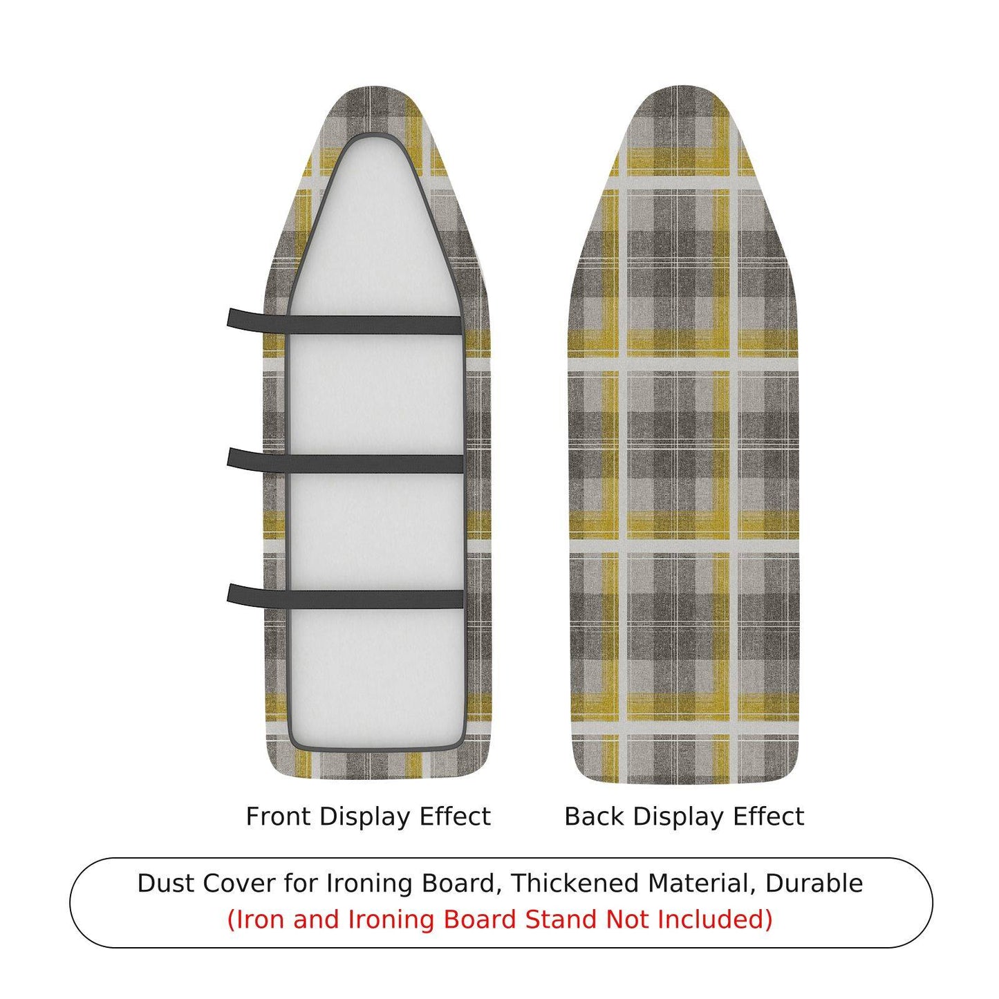 1-Piece Plaid Yellow Gray  Ironing Board Cover, Universal Size, Without Board