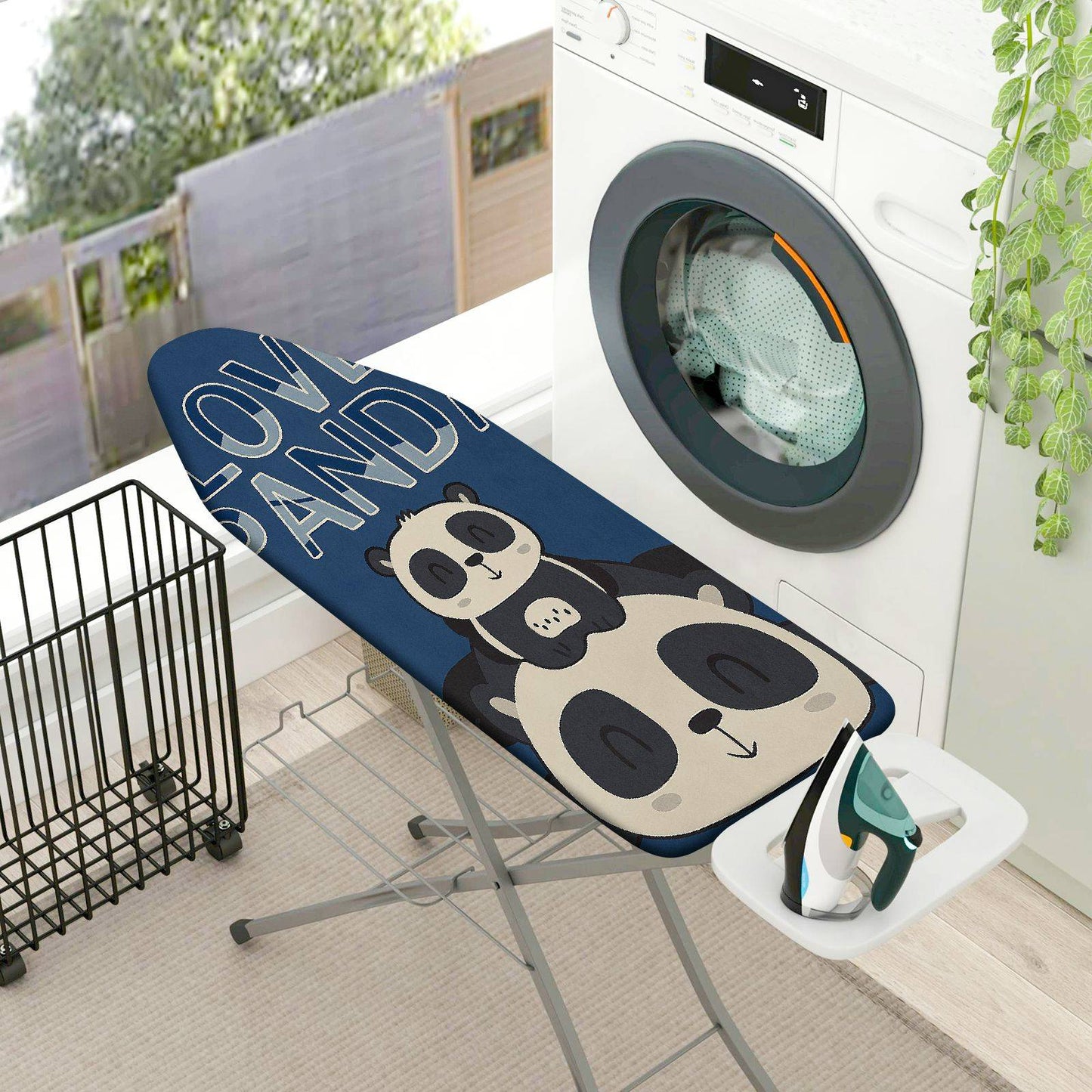 1-Piece Love Panda Blue Cute  Ironing Board Cover, Universal Size, Without Board