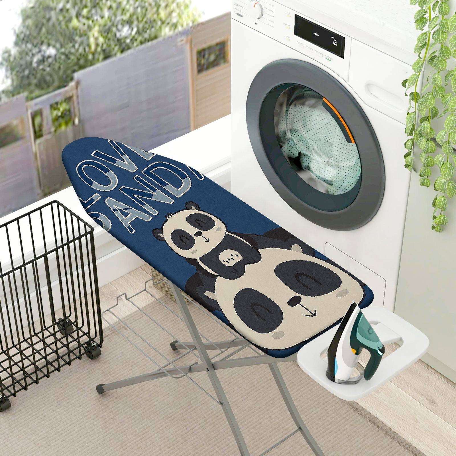 1-Piece Love Panda Blue Cute  Ironing Board Cover, Universal Size, Without Board