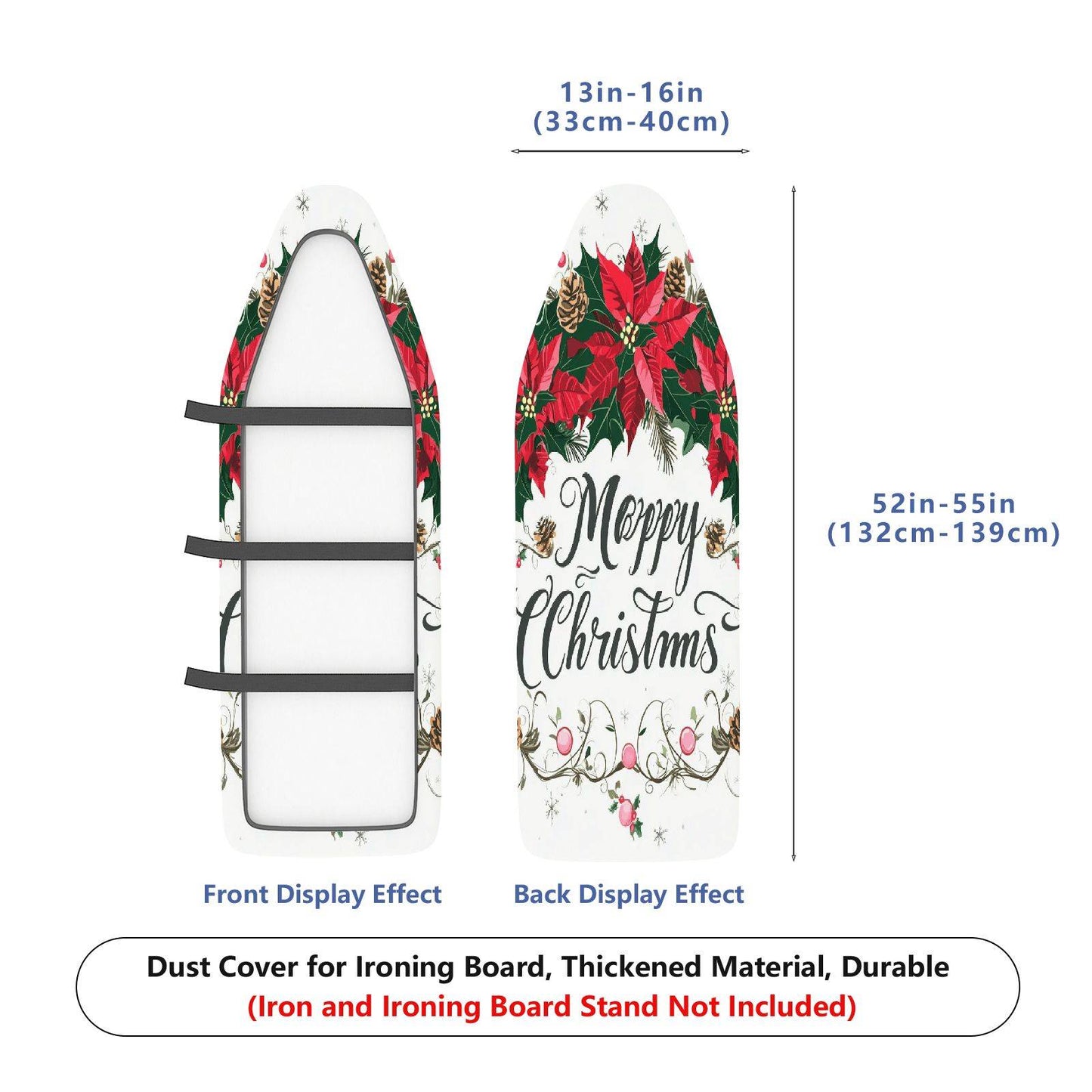 1-Piece Christmas Decoration Floral Happy Holidays  Ironing Board Cover, Universal Size, Without Board