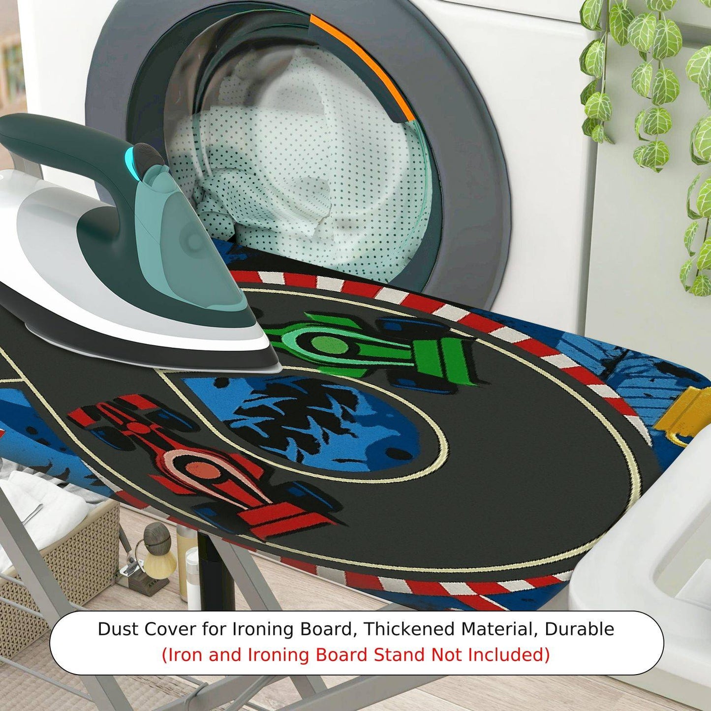 1-Piece Racecar Blue Track Fun  Ironing Board Cover, Universal Size, Without Board