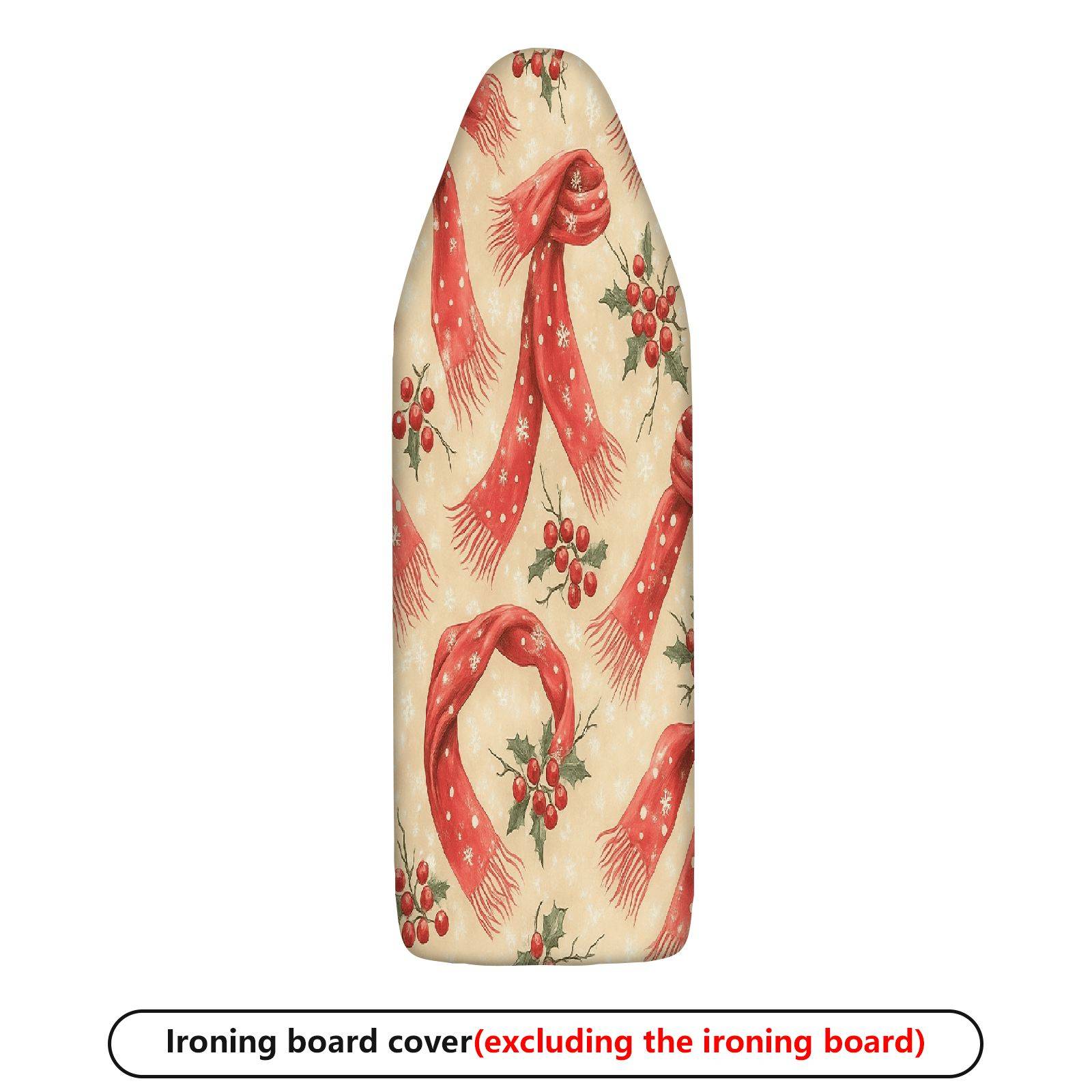 1-Piece Christmas Red Scarf Holly  Ironing Board Cover, Universal Size, Without Board