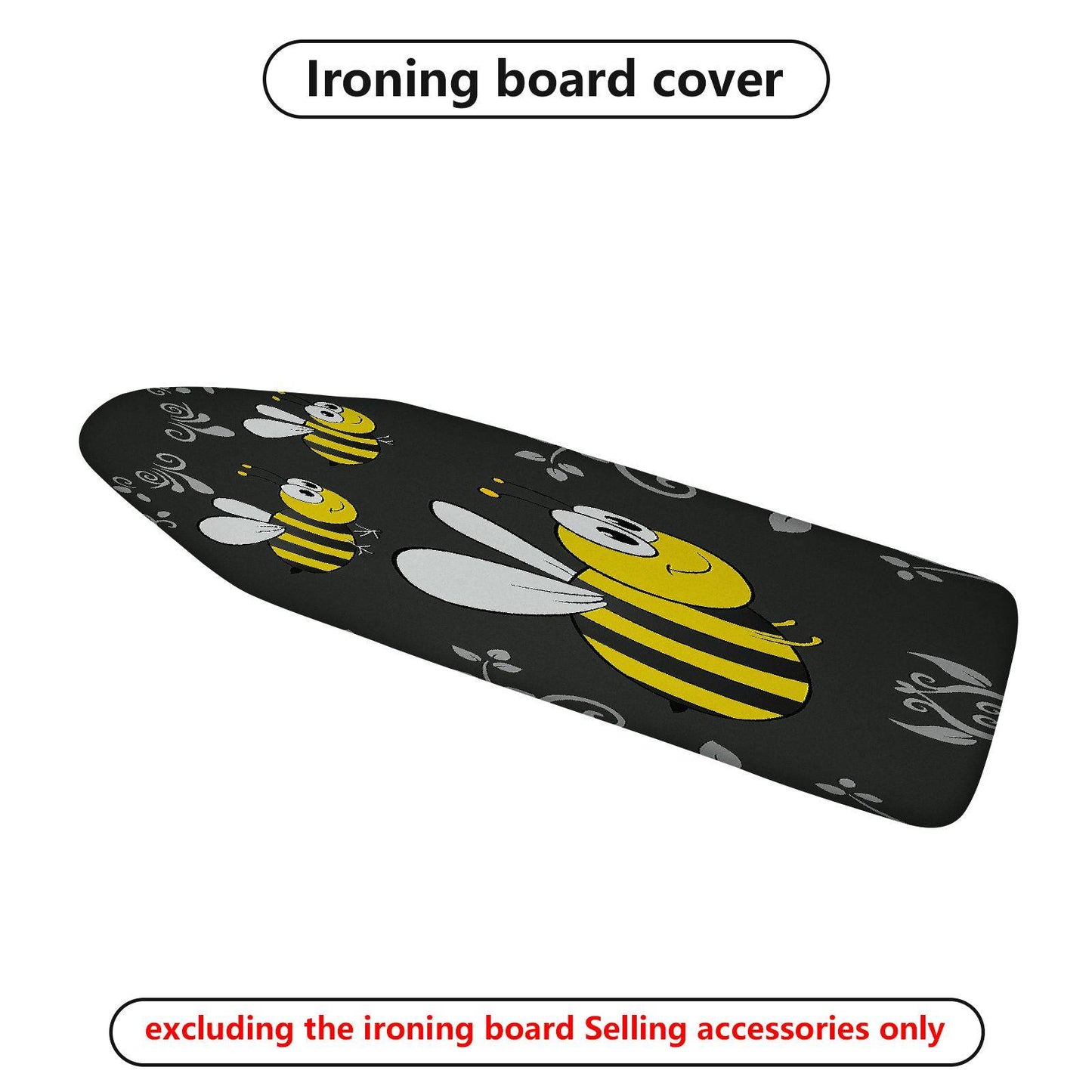 1-Piece Cute Bee  Black  Ironing Board Cover, Universal Size, Without Board