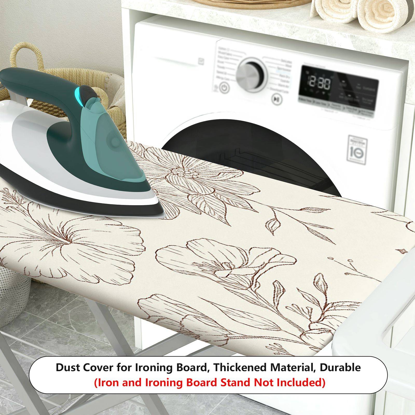 1-Piece Floral Pattern Beige Elegant  Ironing Board Cover, Universal Size, Without Board