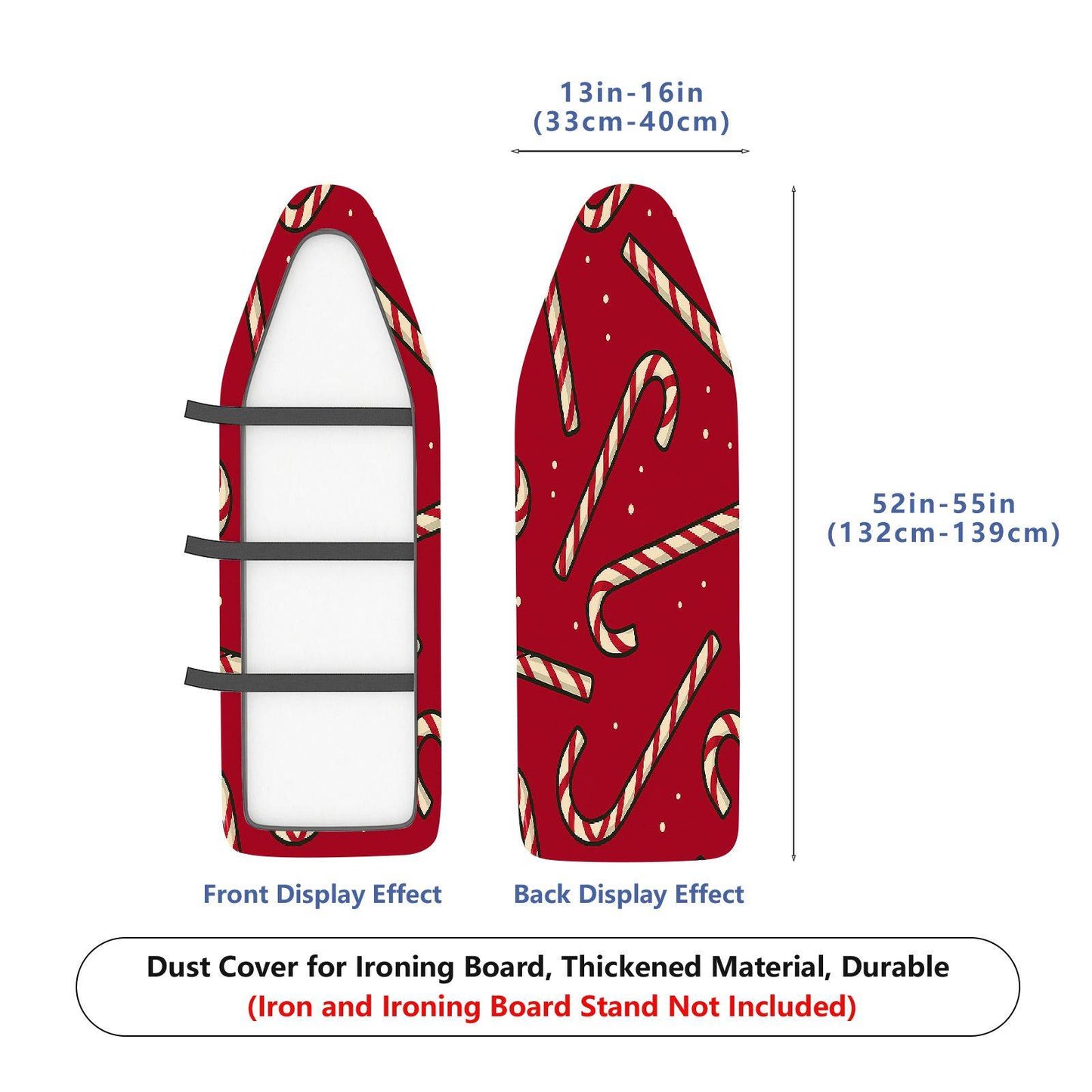 1-Piece Christmas Candy Cane Pattern Red Theme  Ironing Board Cover, Universal Size, Without Board