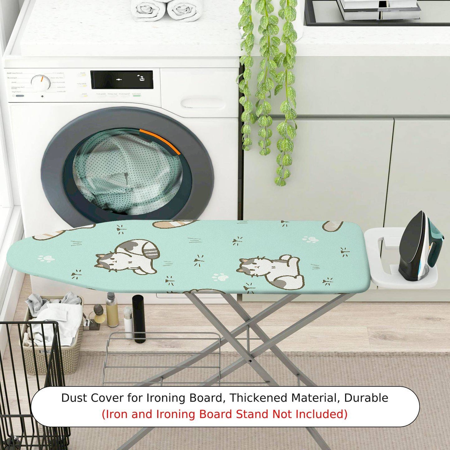 1-Piece Cat Paw Print Cute Green  Ironing Board Cover, Universal Size, Without Board