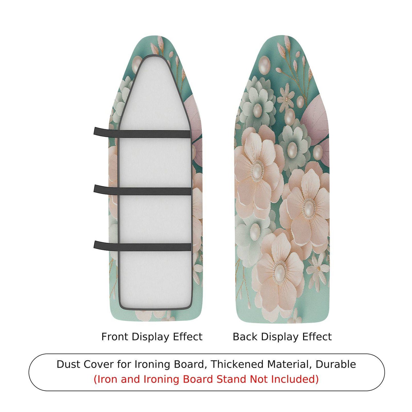 1-Piece Floral Pattern Pastel Green Beige  Ironing Board Cover, Universal Size, Without Board