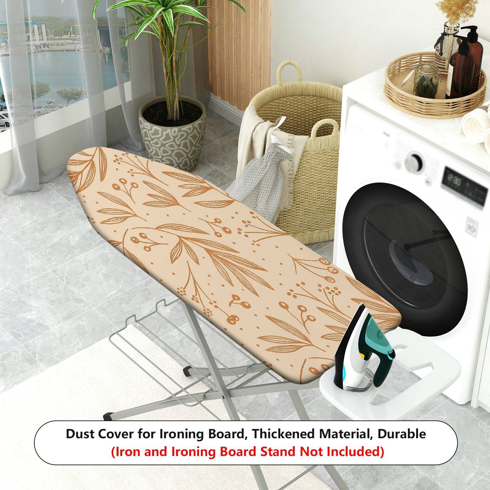 1-Piece Floral Vintage Beige  Ironing Board Cover, Universal Size, Without Board