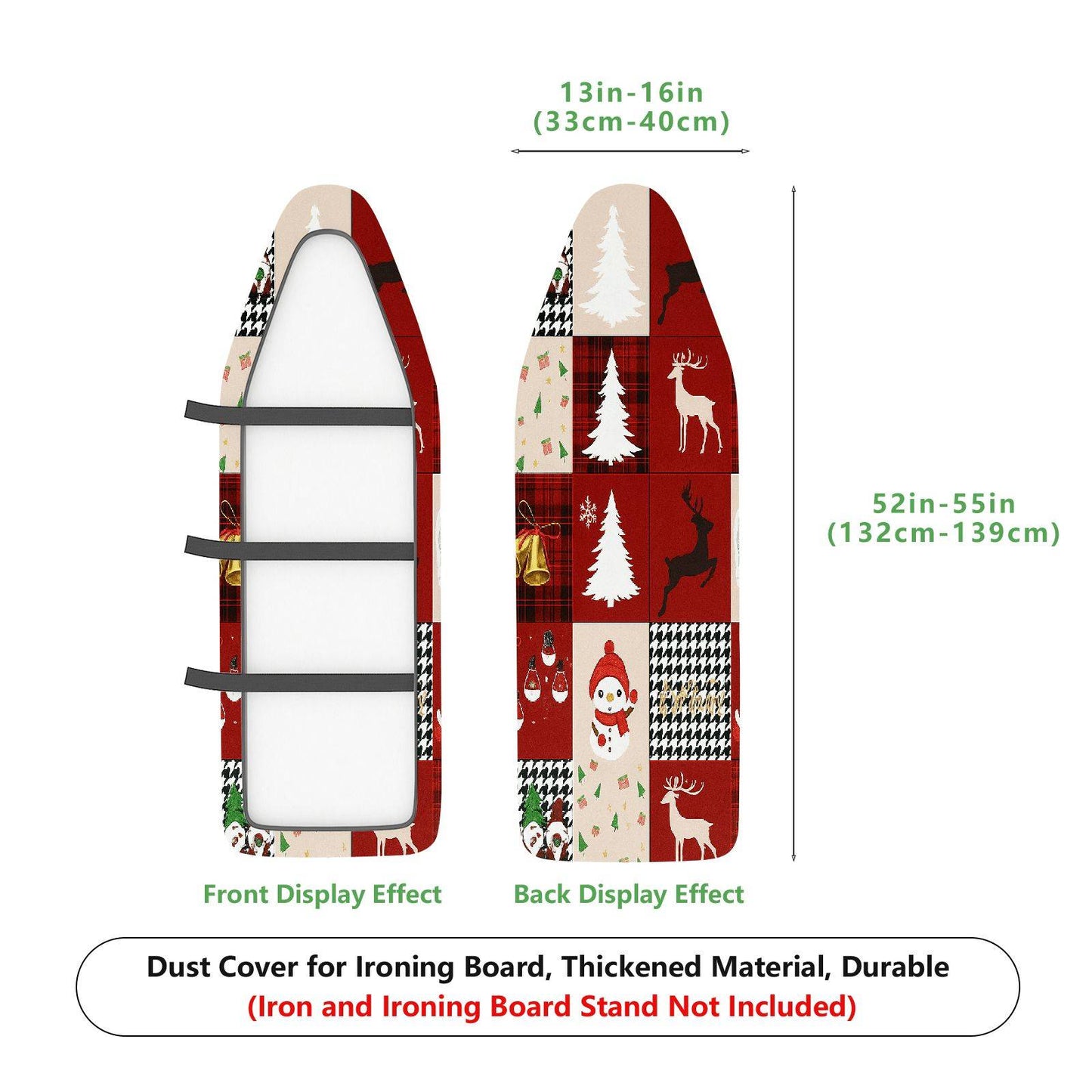 1-Piece Christmas Reindeer Snowman  Ironing Board Cover, Universal Size, Without Board