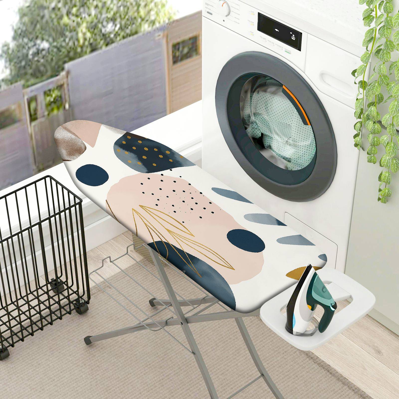 1-Piece Abstract Art Pattern Geometric Shapes Pastel Color  Ironing Board Cover, Universal Size, Without Board